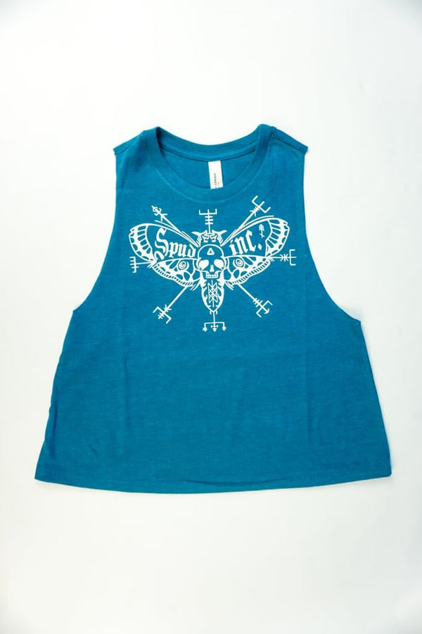 Women's Crop Top Tank - Rune Death Moth