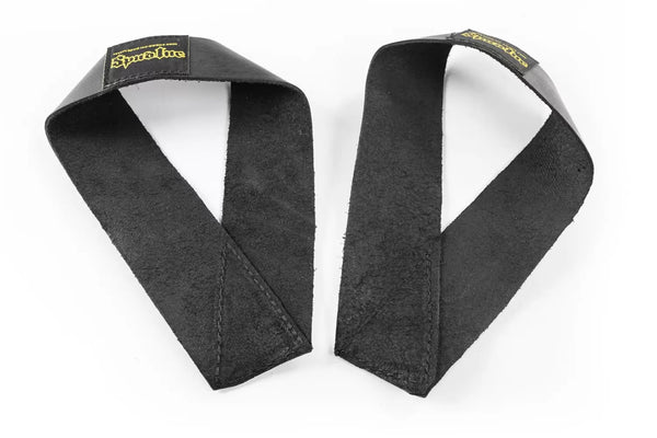 Old School Leather Wrist Straps (Oly) - Black