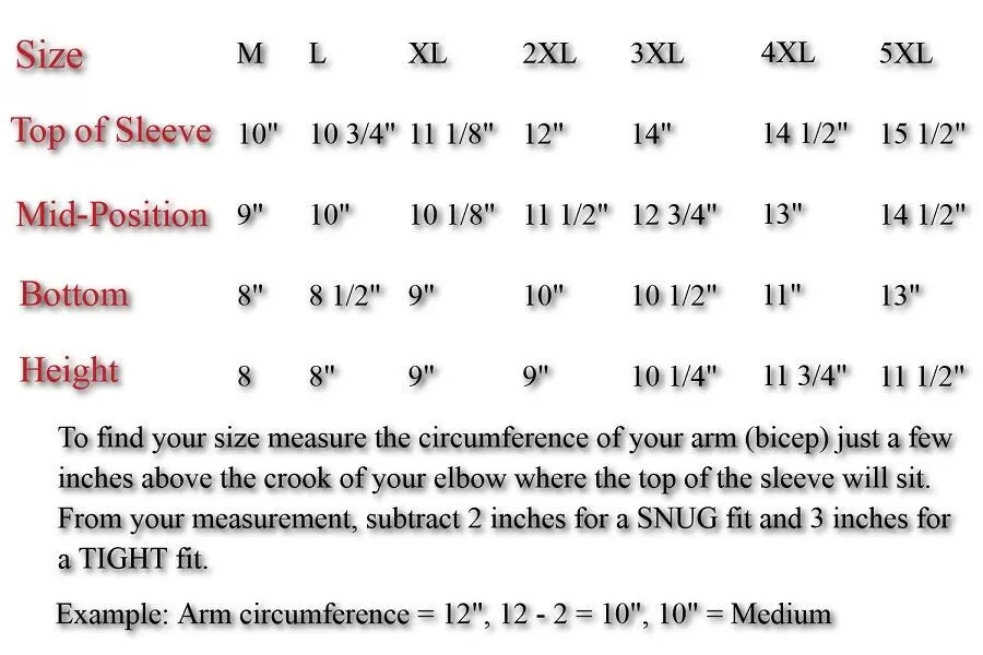 elbow sleeve chart